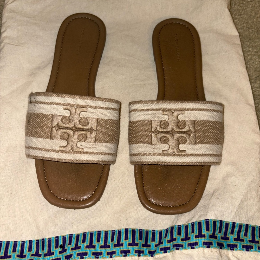 Tory Burch Brown and Cream Sandals